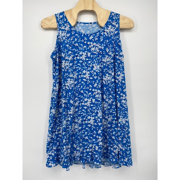 Draper James Tops - Draper James Floral Swing Top Sleeveless Blouse Women XXL XXXL Blue White Ruffle